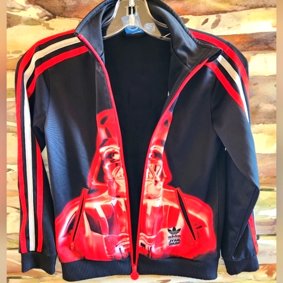 ADIDAS x STAR WARS Darth Vader Unisex Kids Teen Ltd Ed RARE Track Zip Up Jacket - Picture 12 of 16